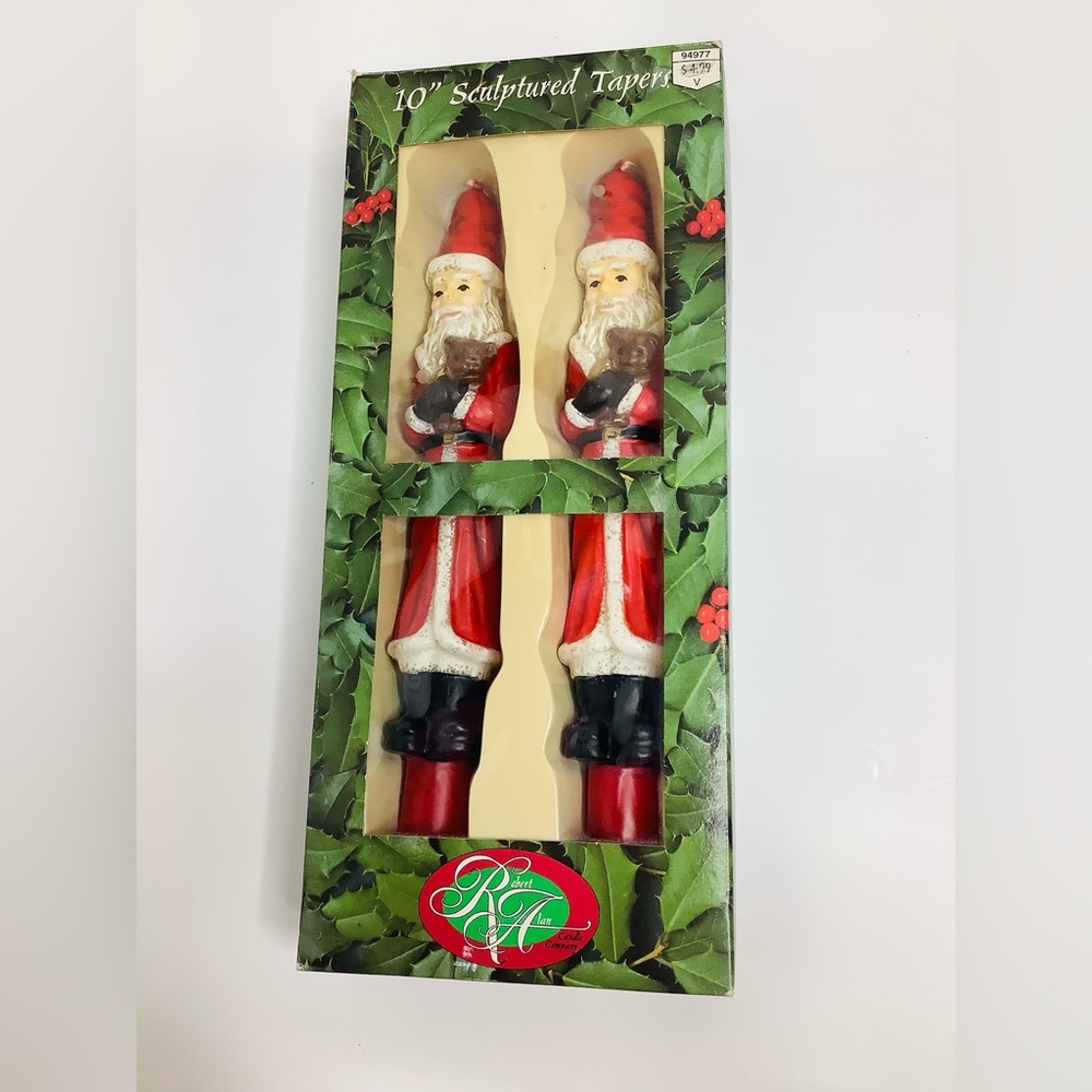 Robert Alan Candle Company 10" Sculptured Santa Taper Candles NIB Christmas NWT